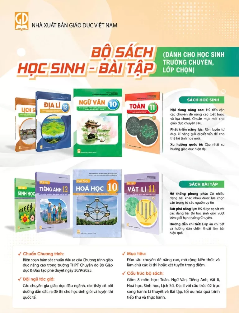 BỘ SÁCH HỌC SINH CÁC MÔN - DÀNH CHO HỌC SINH TRƯỜNG THPT CHUYÊN, LỚP CHỌN